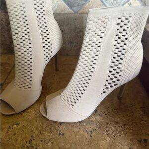 Charles By Charles David Beige Perforated Heeled Boots